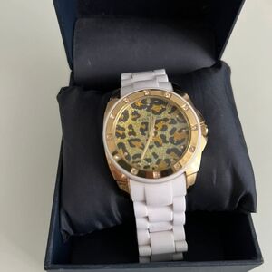 Ak Nordstrom Gold and White Leopard Watch